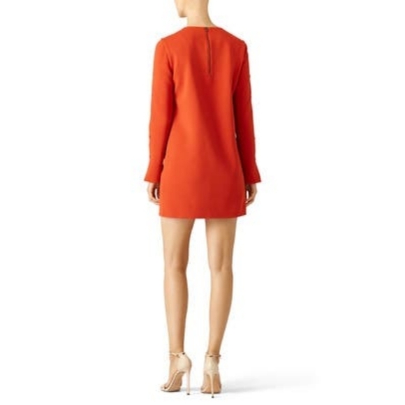 🆕 Tibi Paprika Button Sleeve Crepe Shift Dress Size 0 - Picture 11 of 13